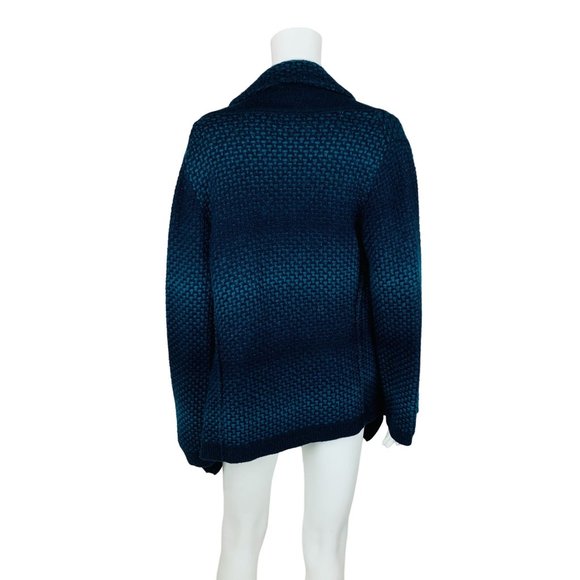 Coldwater Creek Cardigan Women's M 10-12 Blue Gradient Wool Blend Draped Open - Picture 9 of 9